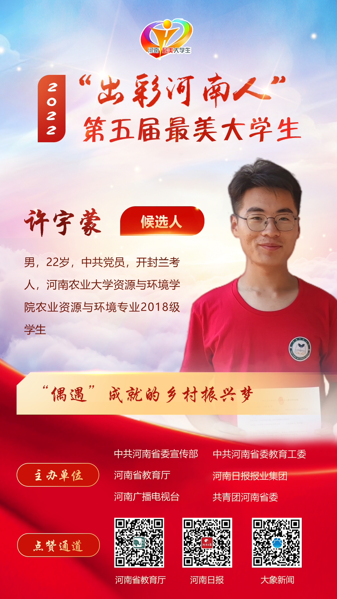 “出彩河南人”第五届最美大学生候选人公布!来为他们点赞助力!